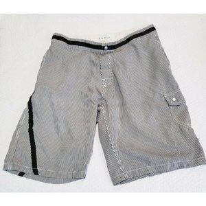 Twice Mens Board Shorts Swim Trunks Size 33 Striped black white